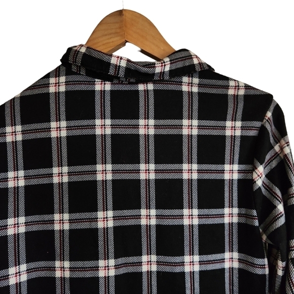 Trovare SMALL black white red plaid button-down shirt shacket westerncore - Picture 7 of 12
